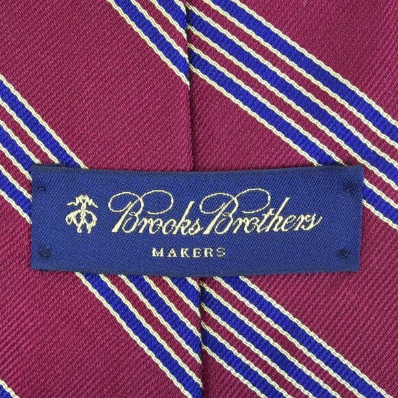 Vintage Brooks Brother Burgundy Striped Silk Tie Classic Design 58 Inches Long - Picture 2 of 7
